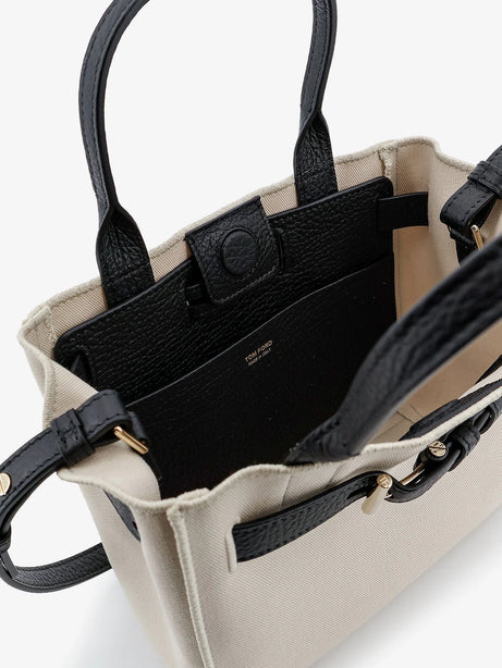 Tom Ford Audrey canvas handbag - Ecrublack