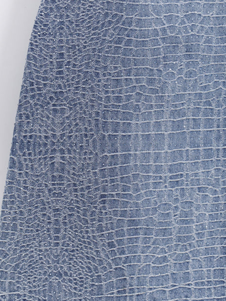 Self Portrait Rhinestone Croc Effect denim dress - Blue