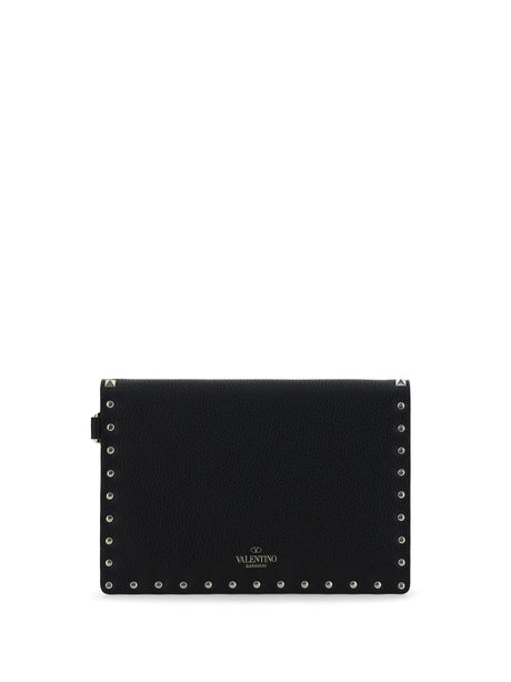 Valentino Garavani Rockstud Pouch in leather - Black