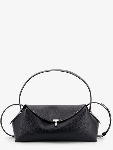 Toteme T-Lock Hammered Leather Shoulder Bag - Black