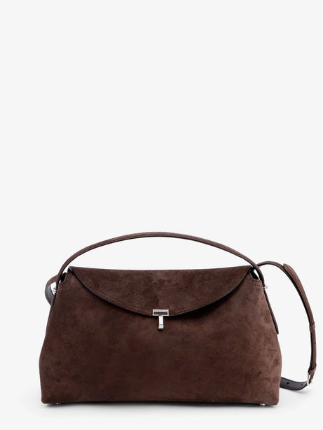Toteme T-lock suede handbag - Brown