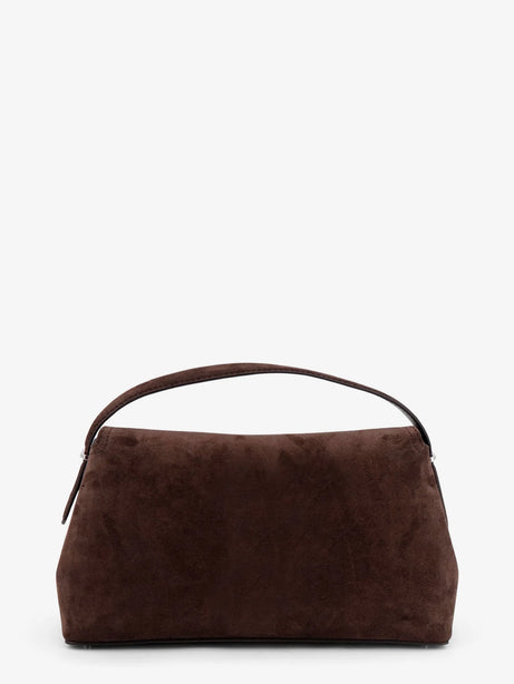Toteme T-lock suede handbag - Brown