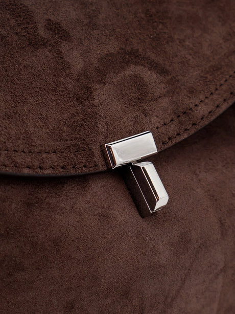 Toteme T-lock suede handbag - Brown