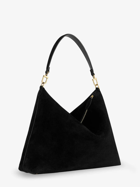 Toteme Medium Bevel Suede Shoulder Bag - Black