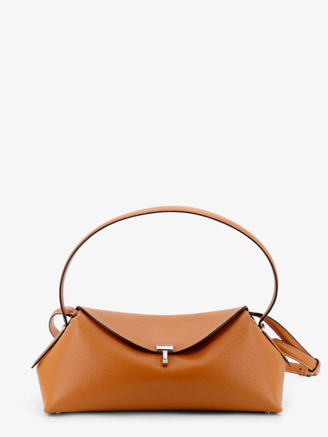 Toteme T-Lock hammered leather shoulder bag - Tan