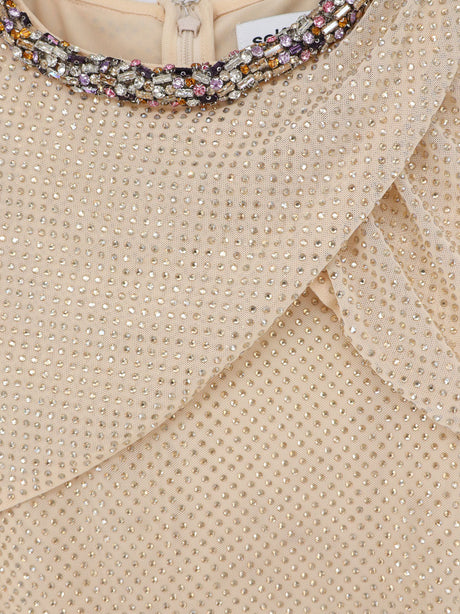 Self Portrait Maxi Dress with rhinestones - Champagne