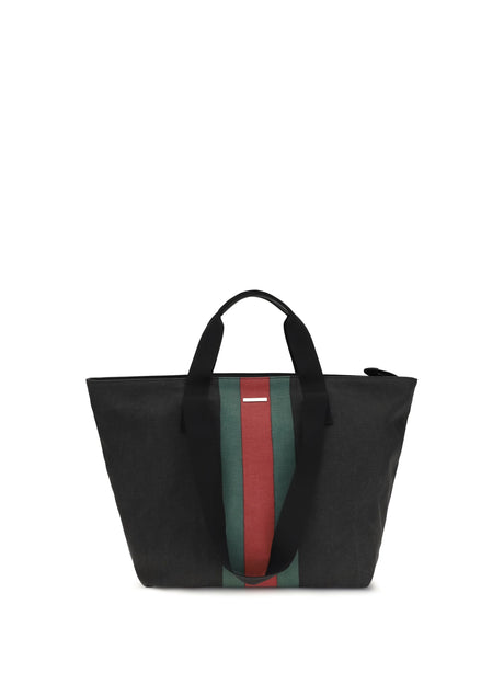 Gucci Web Tote Bag - Nika Blk Vrv/Blk/T.G