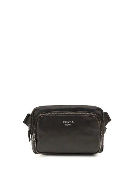 Prada Shoulder Bag in aged-effect nappa leather - Moro