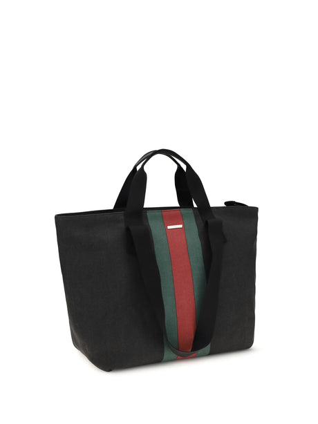 Gucci Web Tote Bag - Nika Blk Vrv/Blk/T.G