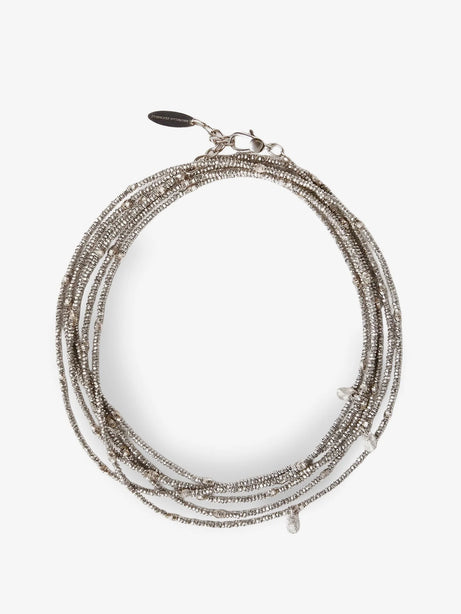 Brunello Cucinelli Wrap hematite and 925 Sterling silver bracelet - Ematitesteel