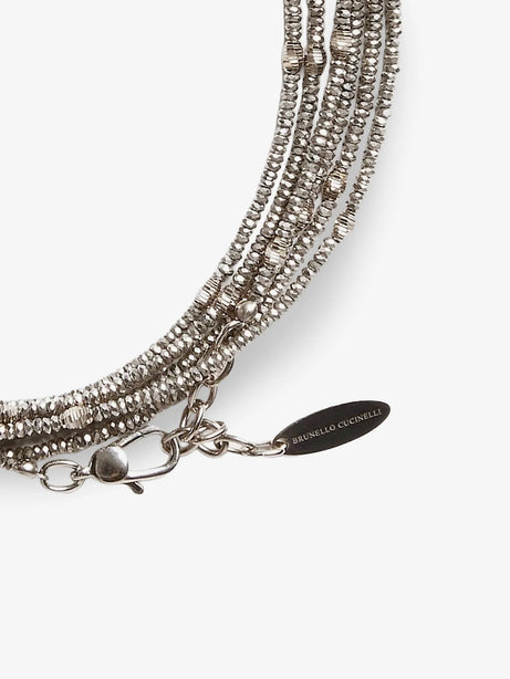 Brunello Cucinelli Wrap hematite and 925 Sterling silver bracelet - Ematitesteel