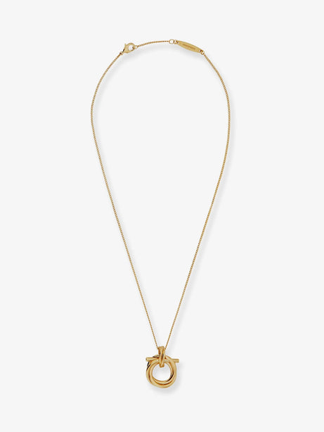 Ferragamo Brass necklace with Gancini pendant - Oro