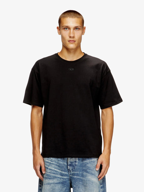 Diesel Cotton T-shirt with embroidered logo on the front - Nero