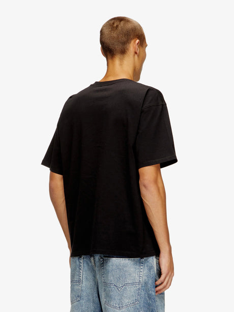 Diesel Cotton T-shirt with embroidered logo on the front - Nero