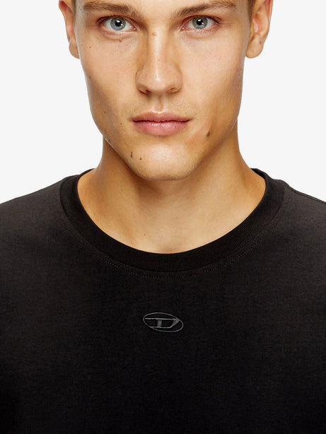 Diesel Cotton T-shirt with embroidered logo on the front - Nero
