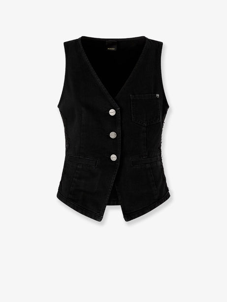Pinko Gardener cotton vest with laces profiles - Nero