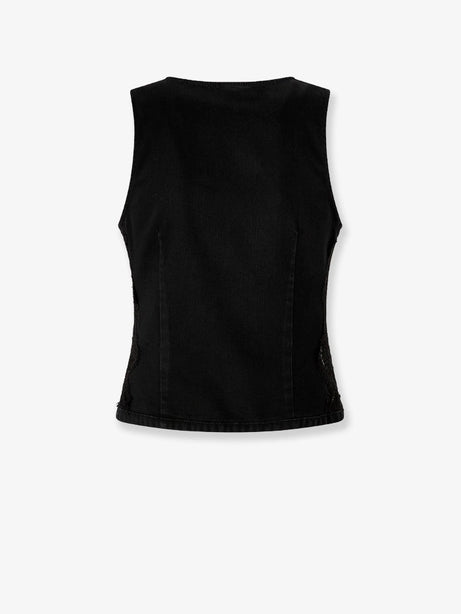 Pinko Gardener cotton vest with laces profiles - Nero