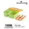 Eco-living 3-Compartment Colorful Bento w Fork & Spoon (1300ml) (Asst Colours)
