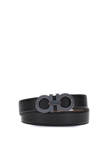 Ferragamo Gancini reversible Belt - Blue Patterned Navy