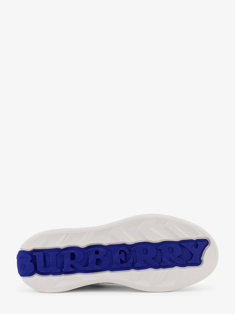 Burberry Low-top leather sneakers with check inserts - White Sand