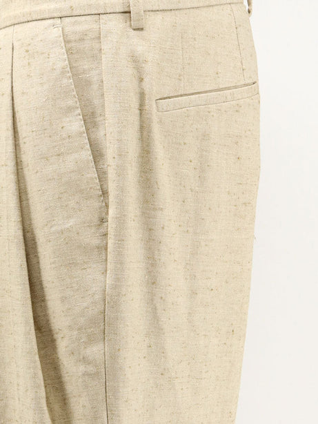 Dolce & Gabbana Hemp, linen and silk trousers with tweed effect - Beige