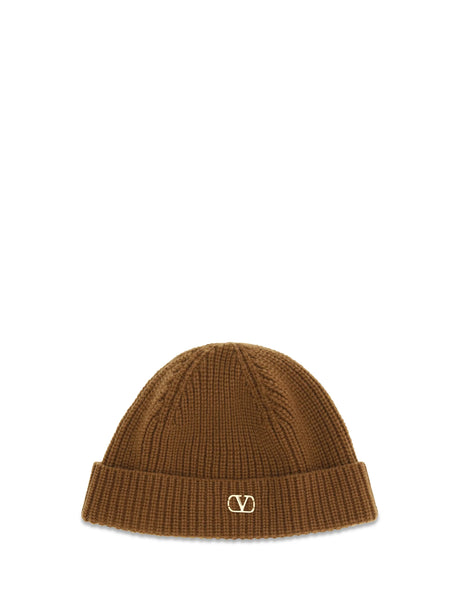 Valentino Garavani VLogo Beanie in cashmere - Camel
