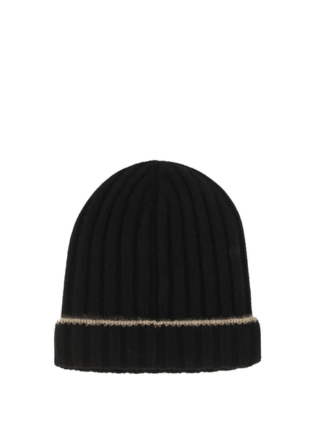 Brunello Cucinelli Beanie Hat - Nero+Brown