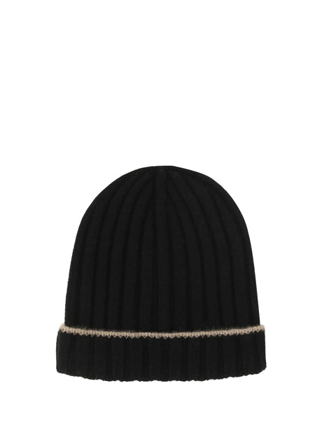 Brunello Cucinelli Beanie Hat - Nero+Brown