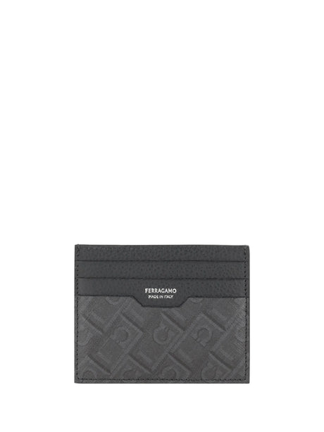 Ferragamo Leather Cardholder - Grey Patterned Medium
