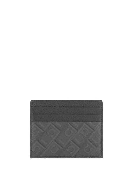 Ferragamo Leather Cardholder - Grey Patterned Medium