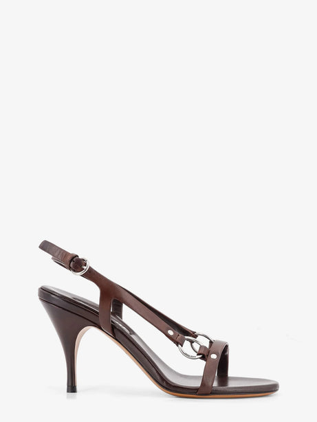 Miu Miu Leather sandals with metal detail - Moro