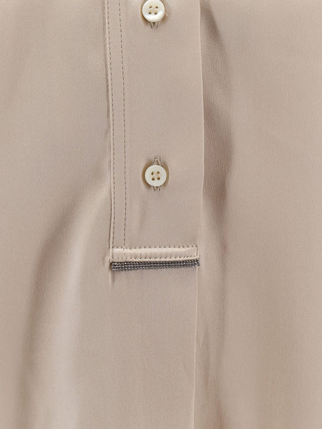 Brunello Cucinelli Silk shirt with Monili detail - Sand
