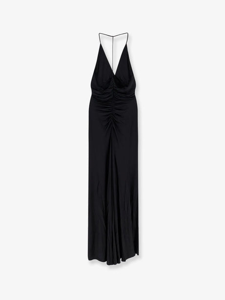 Self Portrait Gathered jersey long dress - Black