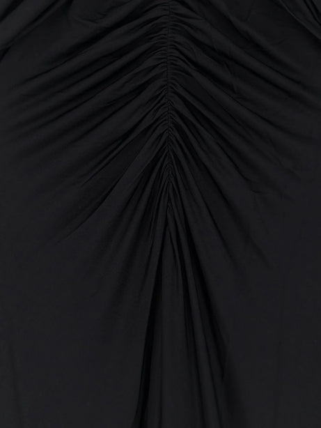 Self Portrait Gathered jersey long dress - Black