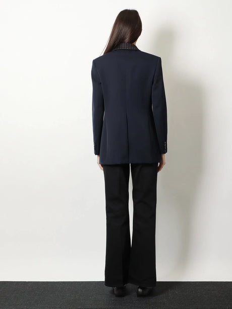 Bottega Veneta Wool blazer with Intrecciato detail - Midnightblue