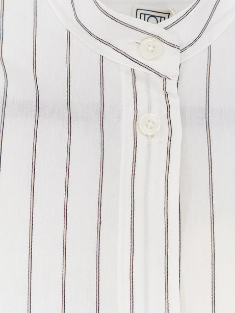 Toteme Striped Summer viscose, silk and cotton dress - Whiteoyster