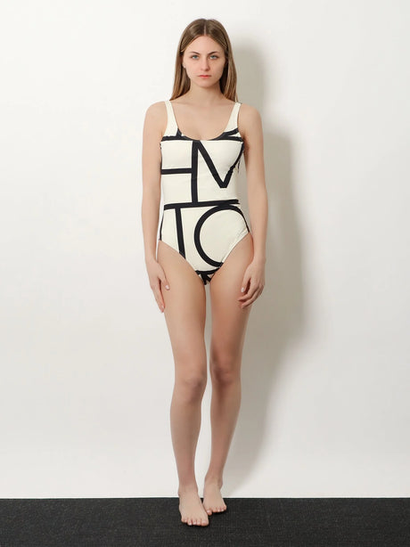 Toteme One-piece swimsuit with Monogram print - Tofu