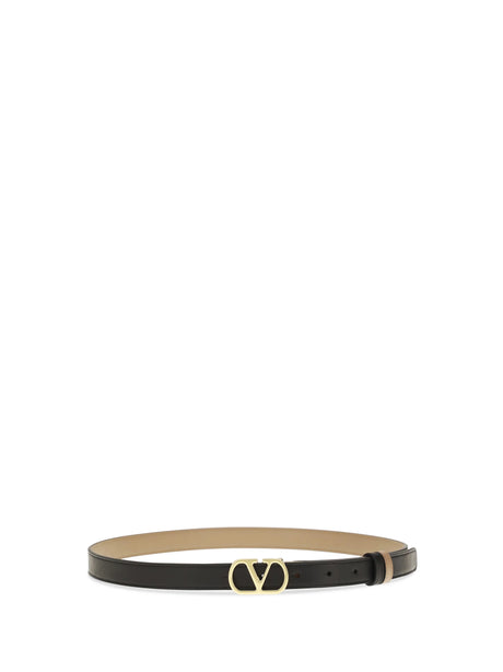 Valentino Garavani Reversible VLogo Signature Belt - Black/Smokey Brown