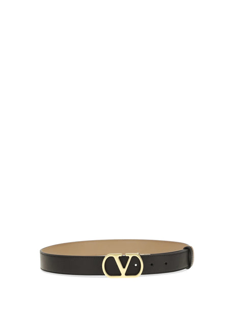 Valentino Garavani Reversible VLogo Signature Belt - Black/Smokey Brown