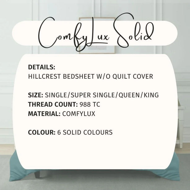 Hillcrest ComfyLux Solid 988TC Fitted Sheet Set No Quilt Cover - 6 Colours
