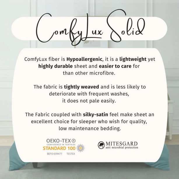 Hillcrest ComfyLux Solid 988TC Fitted Sheet Set No Quilt Cover - 6 Colours