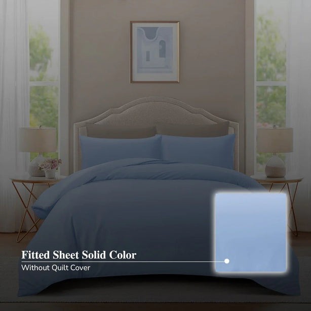 Hillcrest ComfyLux Solid 988TC Fitted Sheet Set No Quilt Cover - 6 Colours