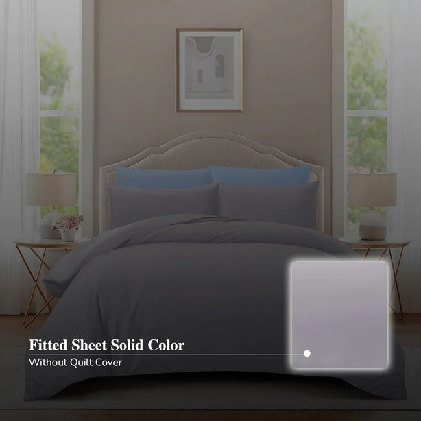 Hillcrest ComfyLux Solid 988TC Fitted Sheet Set No Quilt Cover - 6 Colours