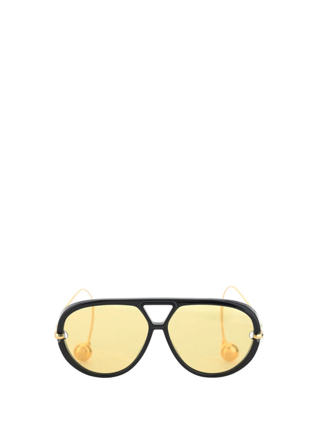 Bottega Veneta Drop Aviator Sunglasses - Black-Gold-Yellow