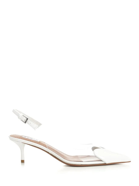 AlaïA Le CœUr Slingback In Patent Leather - White