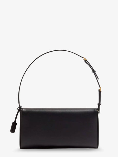 Valentino Garavani DeVain Leather Shoulder Bag with Metal VLogo Signature - Nero