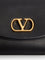 Valentino Garavani DeVain Leather Shoulder Bag with Metal VLogo Signature - Nero