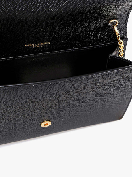 Saint Laurent Leather crossbody bag with metal Cassandre logo - Nero