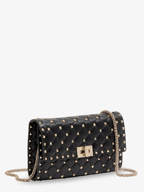 Valentino Garavani Rockstud Spike leather crossbody bag with iconic all-over studs - Nero