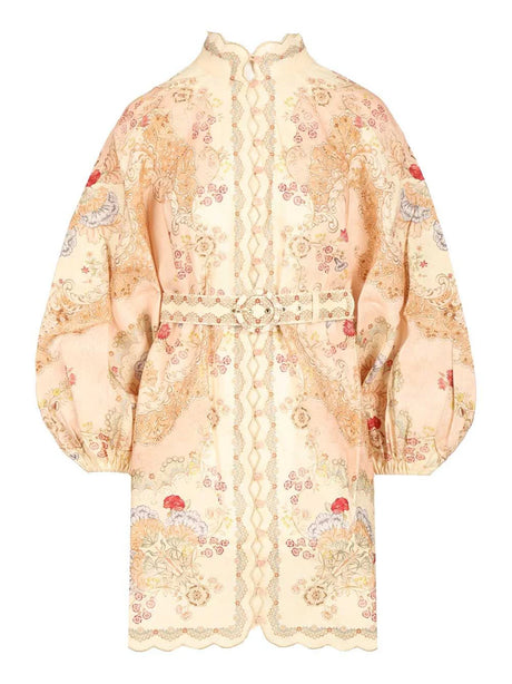 Zimmermann Daylight Linen Mini Dress - Rose